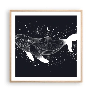 Een poster in een licht eiken lijst - In de oceaan van het universum - 60x60 cm