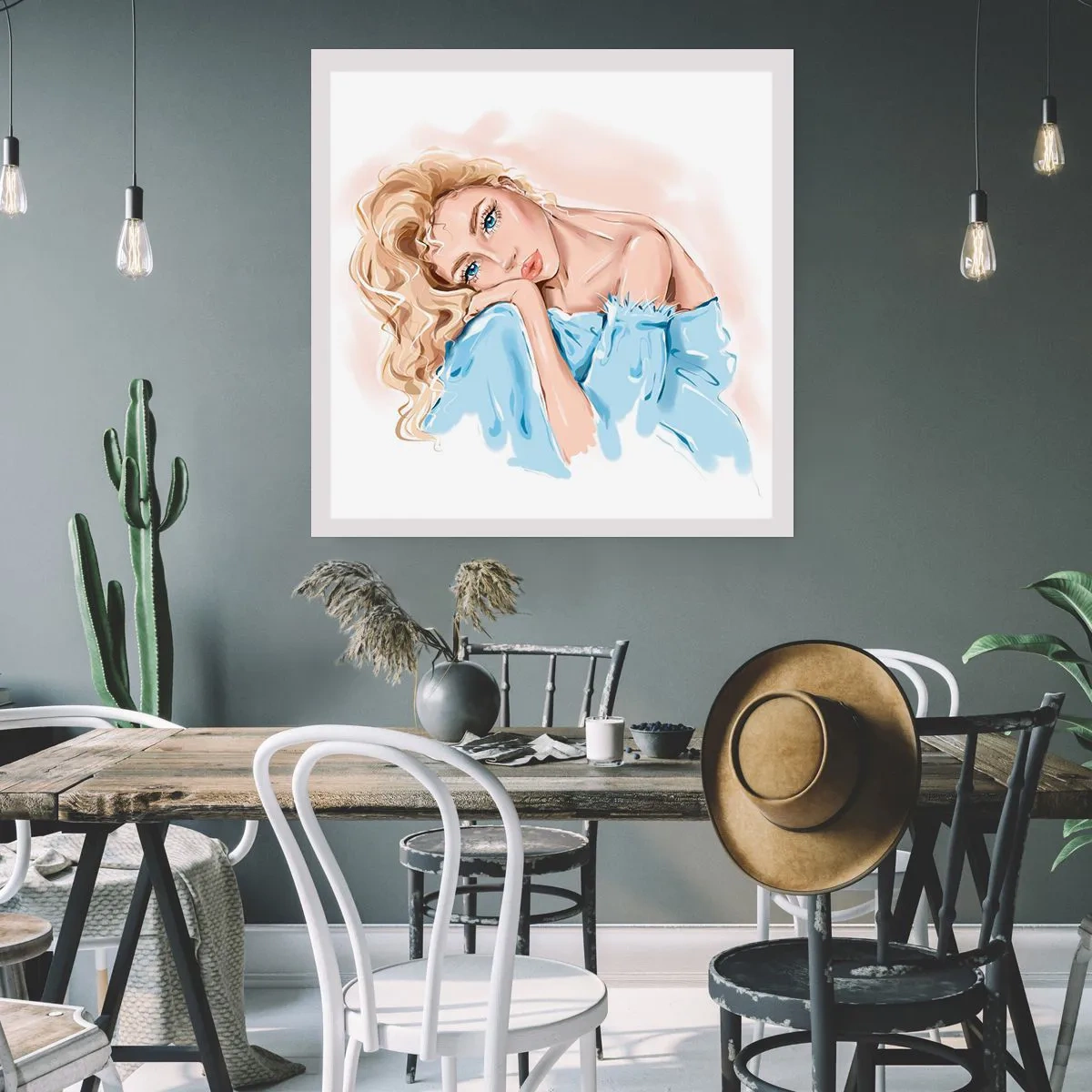 Poster - Dromerig in het blauw - 60x60 cm