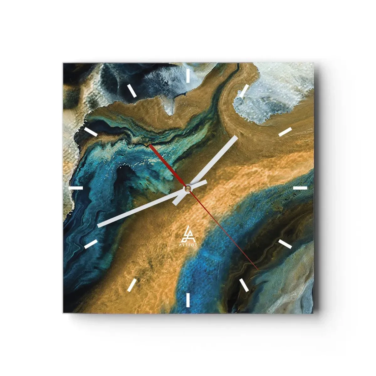 Wandklok - Klok - Blauw - geel - wederzijdse invloeden - 40x40 cm