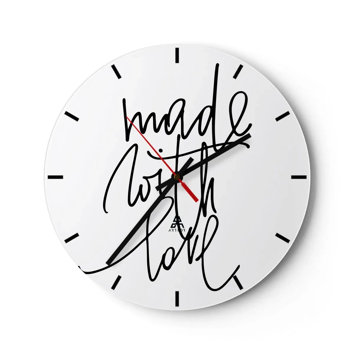 Wandklok - Klok - Minimalistische klok met het opschrift 'Made with love' - 30x30cm - Het beste merk - Moderne wanddecoratie voor woonkamer, keuken en slaapkamer ARTTOR
