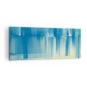 Schilderen op canvas - Compositie in turkoois - 100x40 cm
