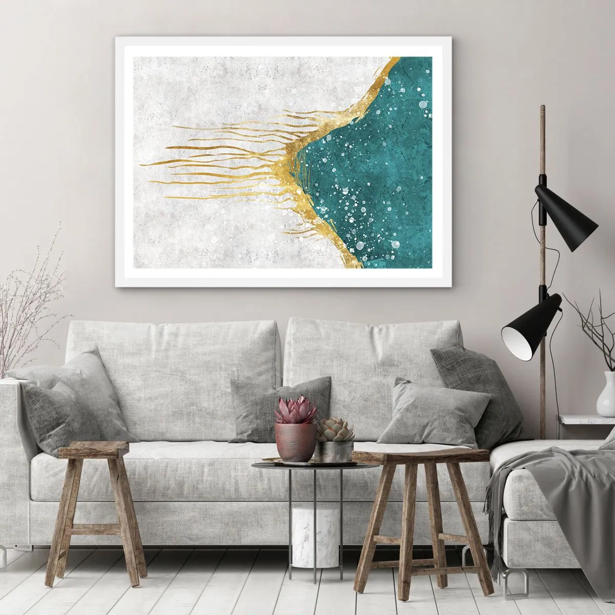 Poster in een witte lijst - Gouden vloed - 40x30 cm