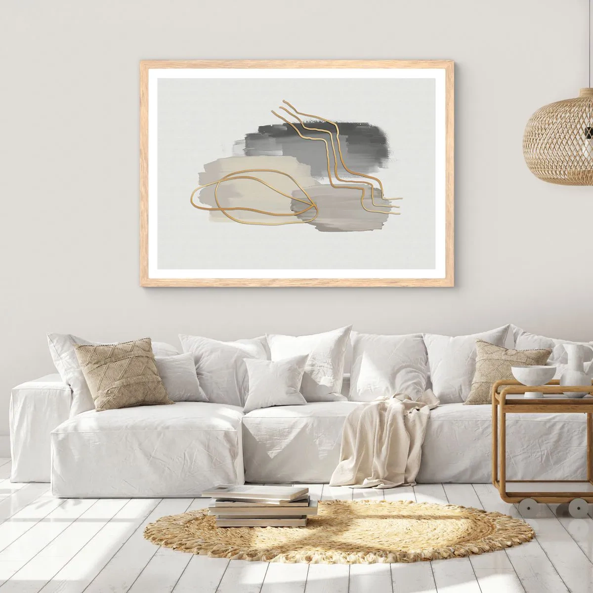 Een poster in een licht eiken lijst - Duur en beweging - 50x40 cm