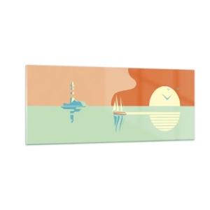 Schilderen op glas - Het perfecte zeelandschap - 100x40 cm