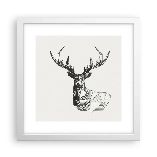 Poster in een witte lijst - Een hert in kubistische stijl - 30x30 cm