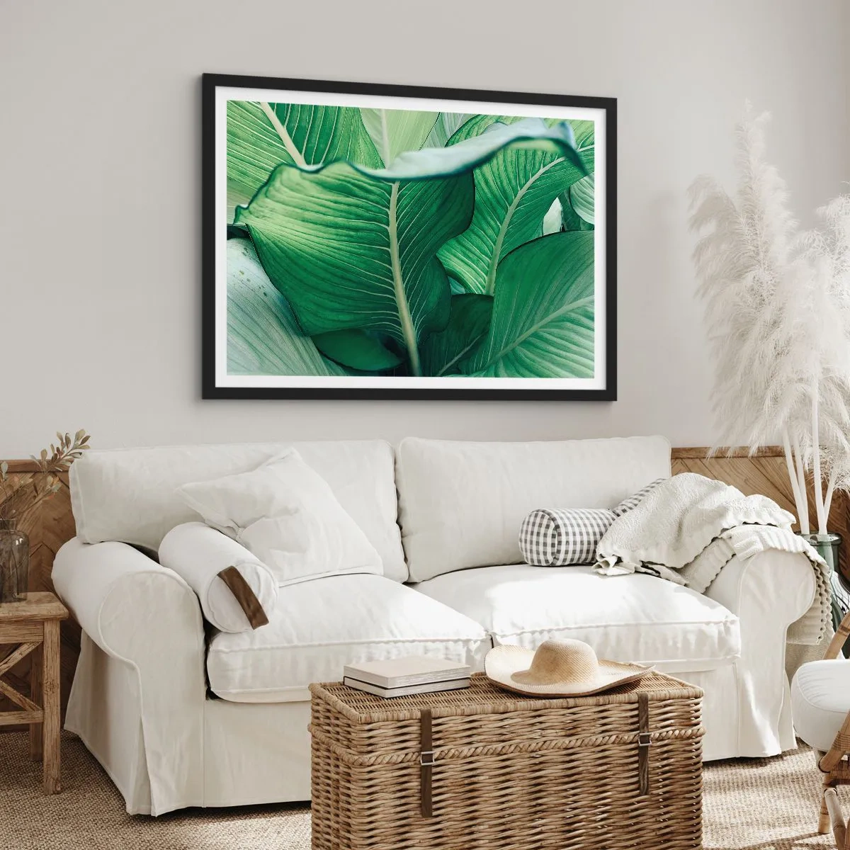 Poster in een zwarte lijst - Intens groen leven - 100x70 cm