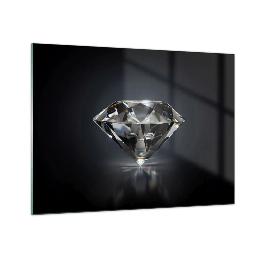 Schilderen op glas - Een fonkelende diamant op een donkere achtergrond in een elegante opstelling - 70x50cm - Beste vriendinnen - Moderne wanddecoratie voor woonkamer en slaapkamer ARTTOR