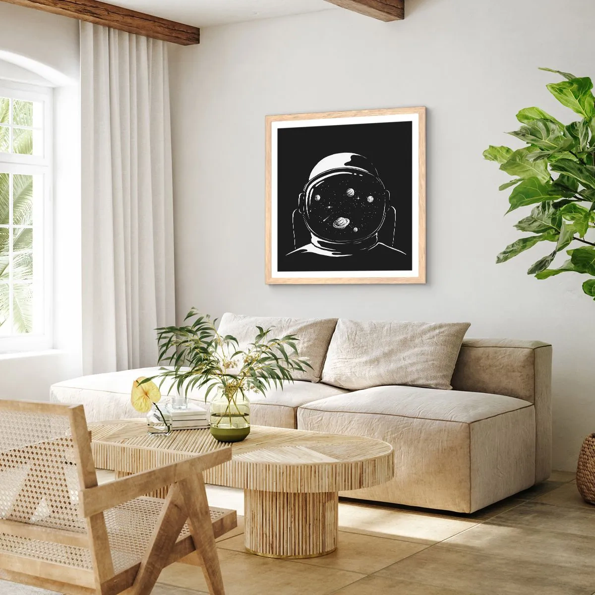 Een poster in een licht eiken lijst - Mooi uitzicht - 40x40 cm