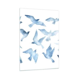 Schilderen op glas - Blauwe vogels - 50x70 cm