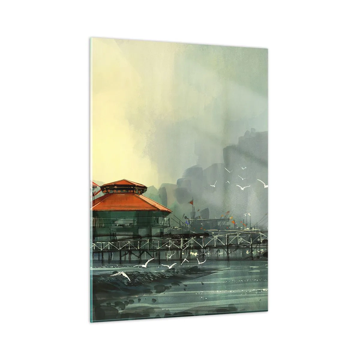 Schilderen op glas - Een zonnige dag in de haven - 50x70 cm
