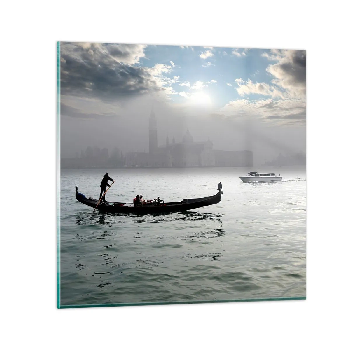 Schilderen op glas - Een fantastische stad van water en mist - 60x60 cm