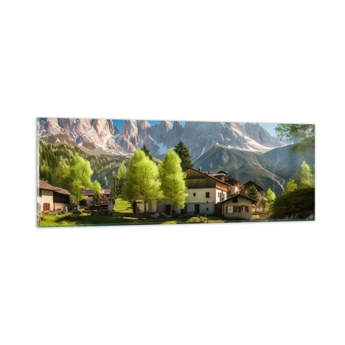 Schilderen op glas - Alpine idylle - 90x30 cm