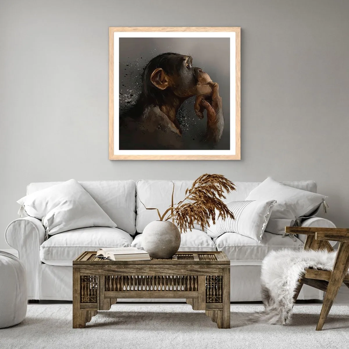 Een poster in een licht eiken lijst - Zeker een denker - 40x40 cm