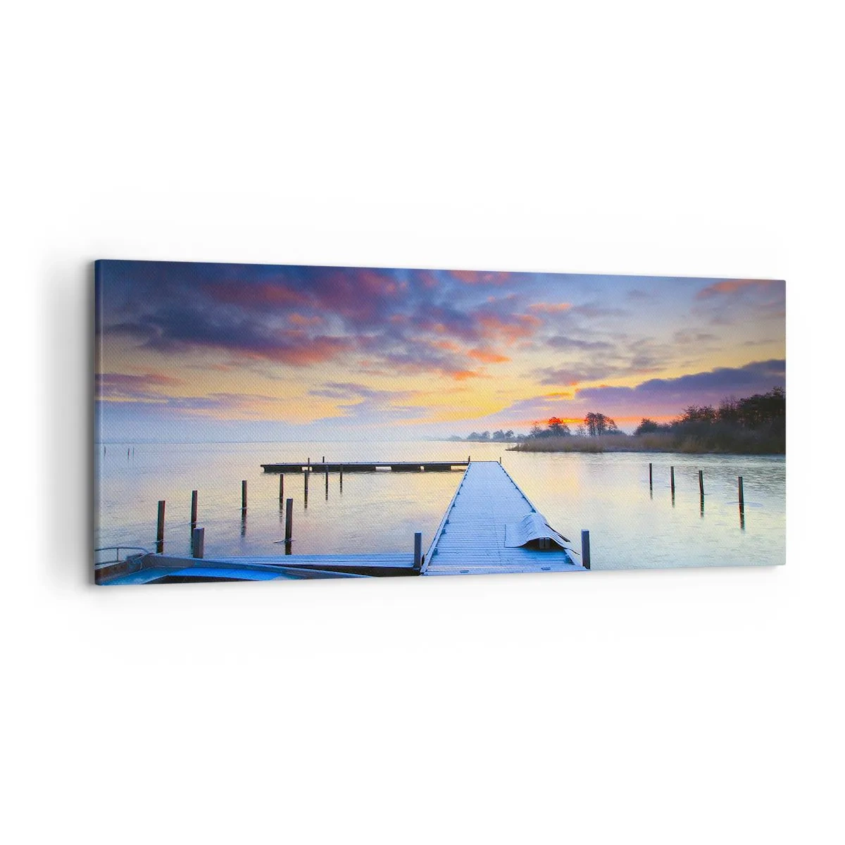 Schilderen op canvas - Violet-gouden kalmte - 120x50 cm
