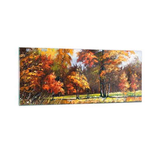 Schilderen op glas - Landschap in goud en brons - 100x40 cm