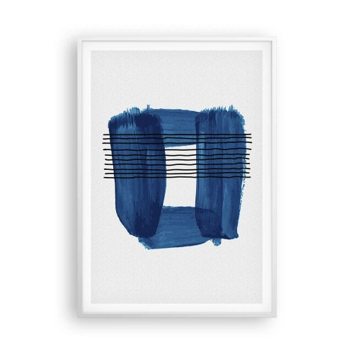 Poster in een witte lijst - Blauwe en zwarte compositie - 70x100 cm