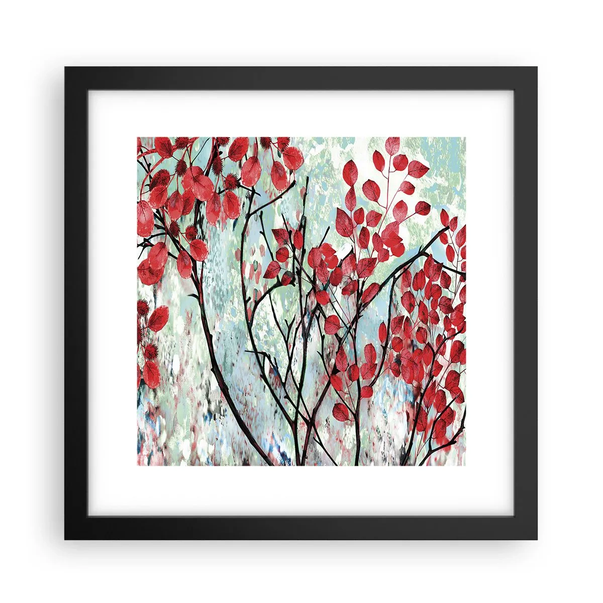Poster in een zwarte lijst - Boom in scharlaken - 30x30 cm