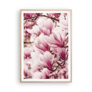 Een poster in een licht eiken lijst - De lente is roze - 70x100 cm