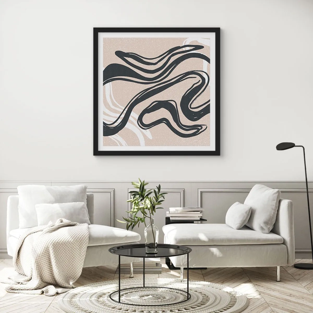 Poster in een zwarte lijst - Expressie vermenigvuldigd - 30x30 cm