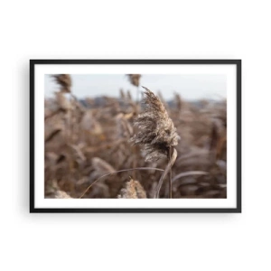 Poster in een zwarte lijst - Tijd om met de wind mee te gaan - 70x50 cm