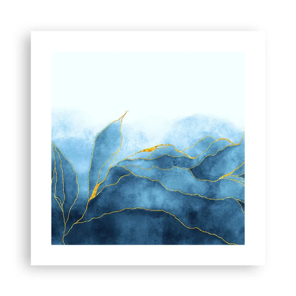 Poster - Blauw in goud - 40x40 cm