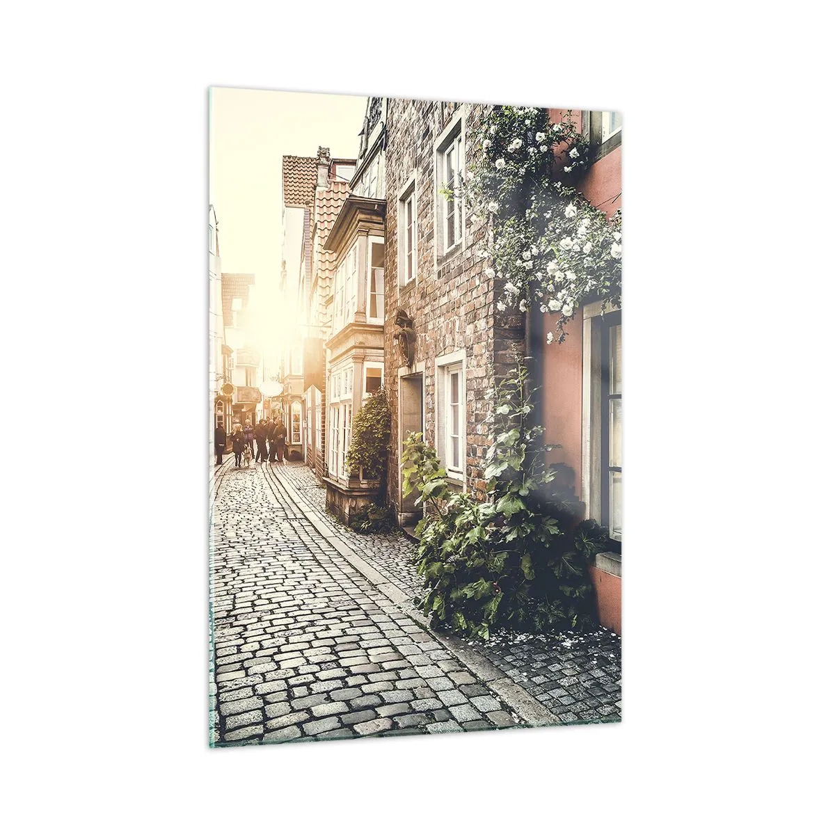 Schilderen op glas - Rozensteeg in roze gloed - 50x70 cm