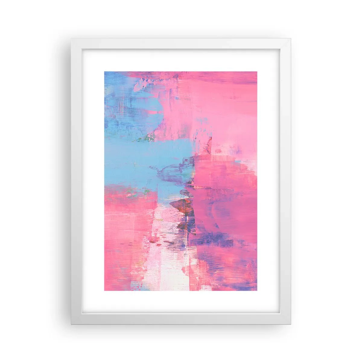 Poster in een witte lijst - Roze, blauw en een vleugje licht - 30x40 cm