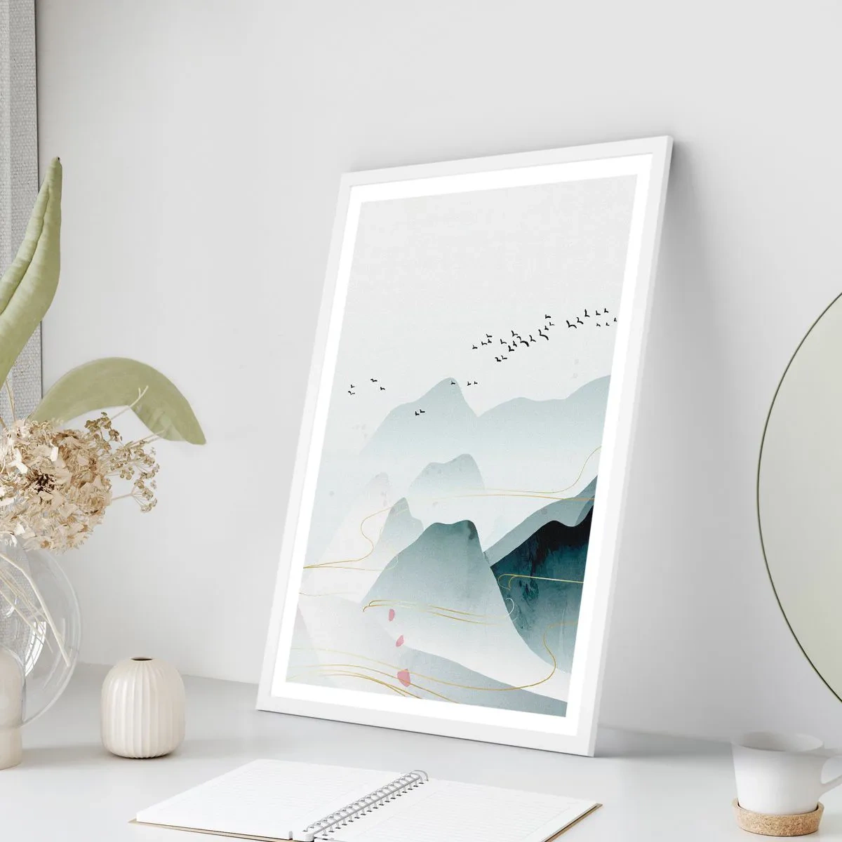 Poster in een witte lijst - Over de toppen - 30x40 cm