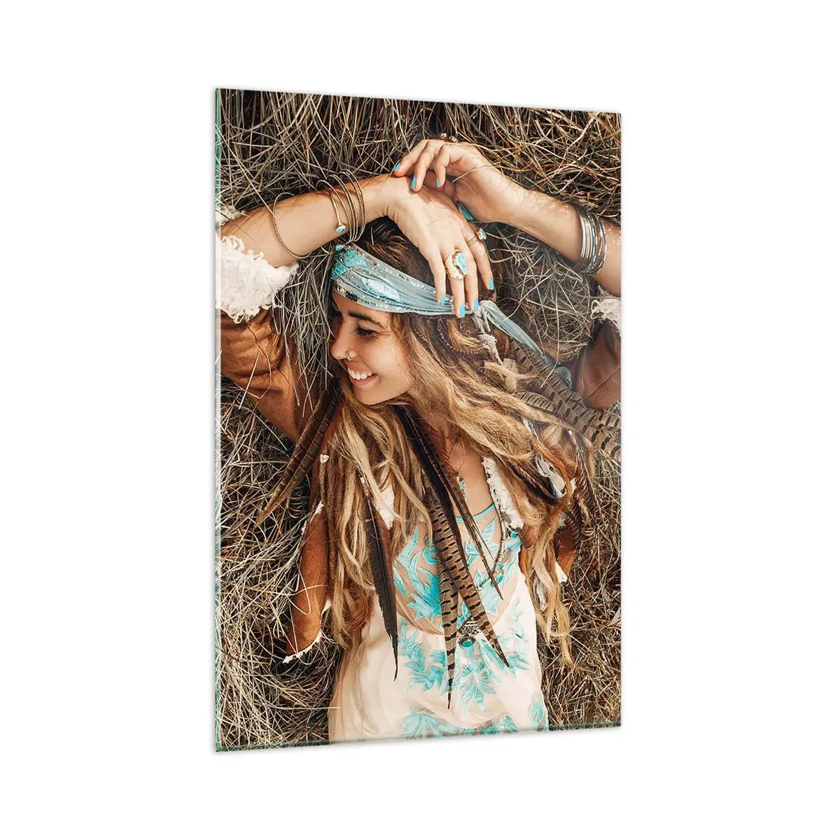 Schilderen op glas - Op weg naar de zomer van de liefde - 80x120 cm