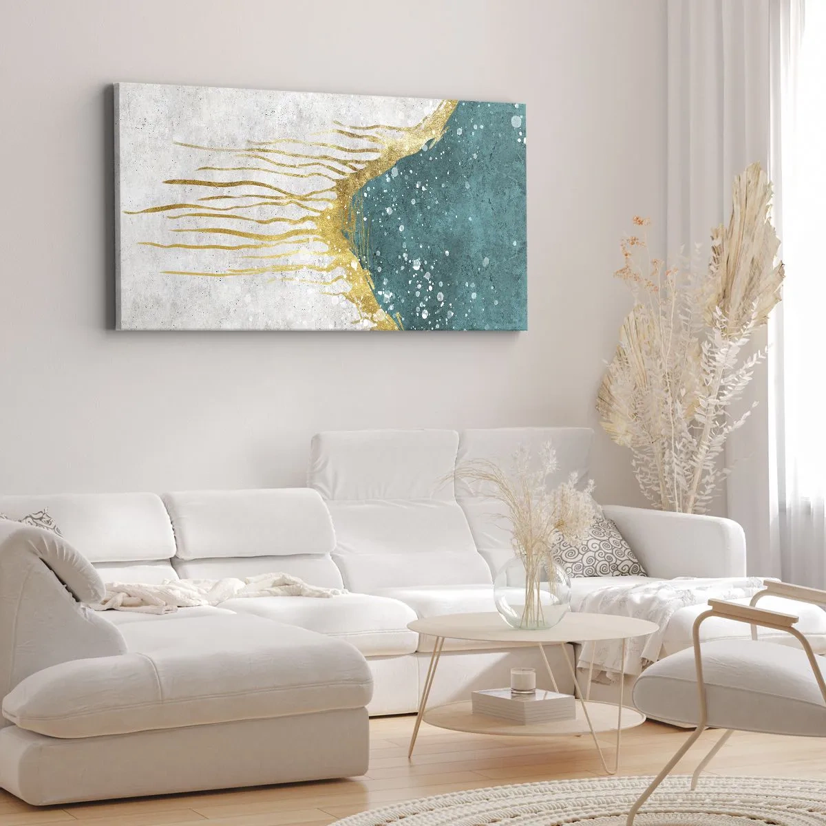 Schilderen op canvas - Gouden vloed - 140x50 cm
