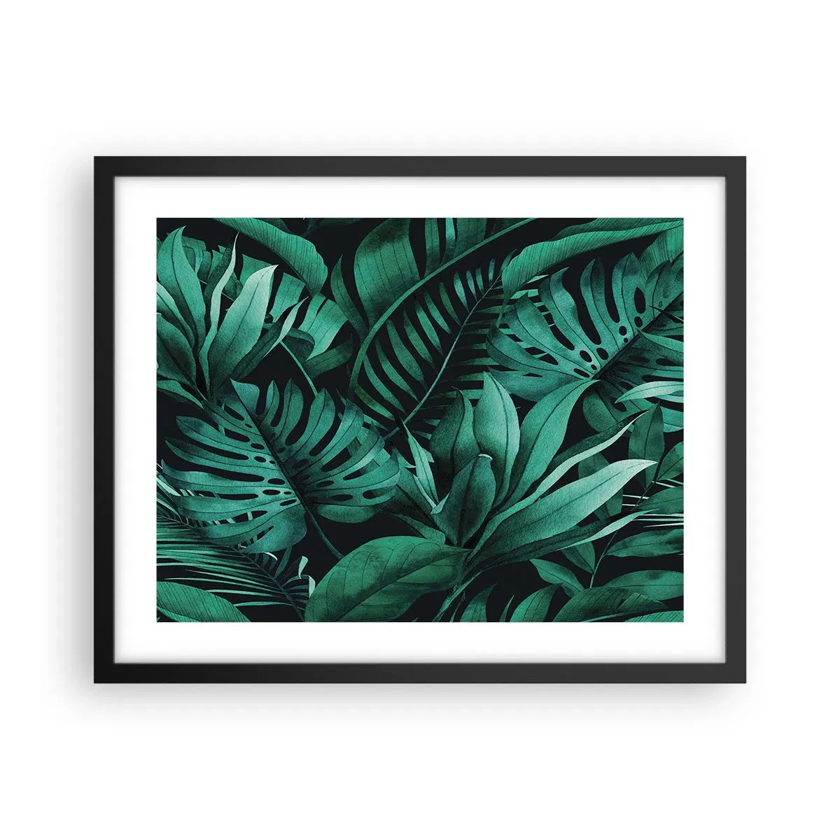 Poster in een zwarte lijst - De diepte van tropisch groen - 50x40 cm