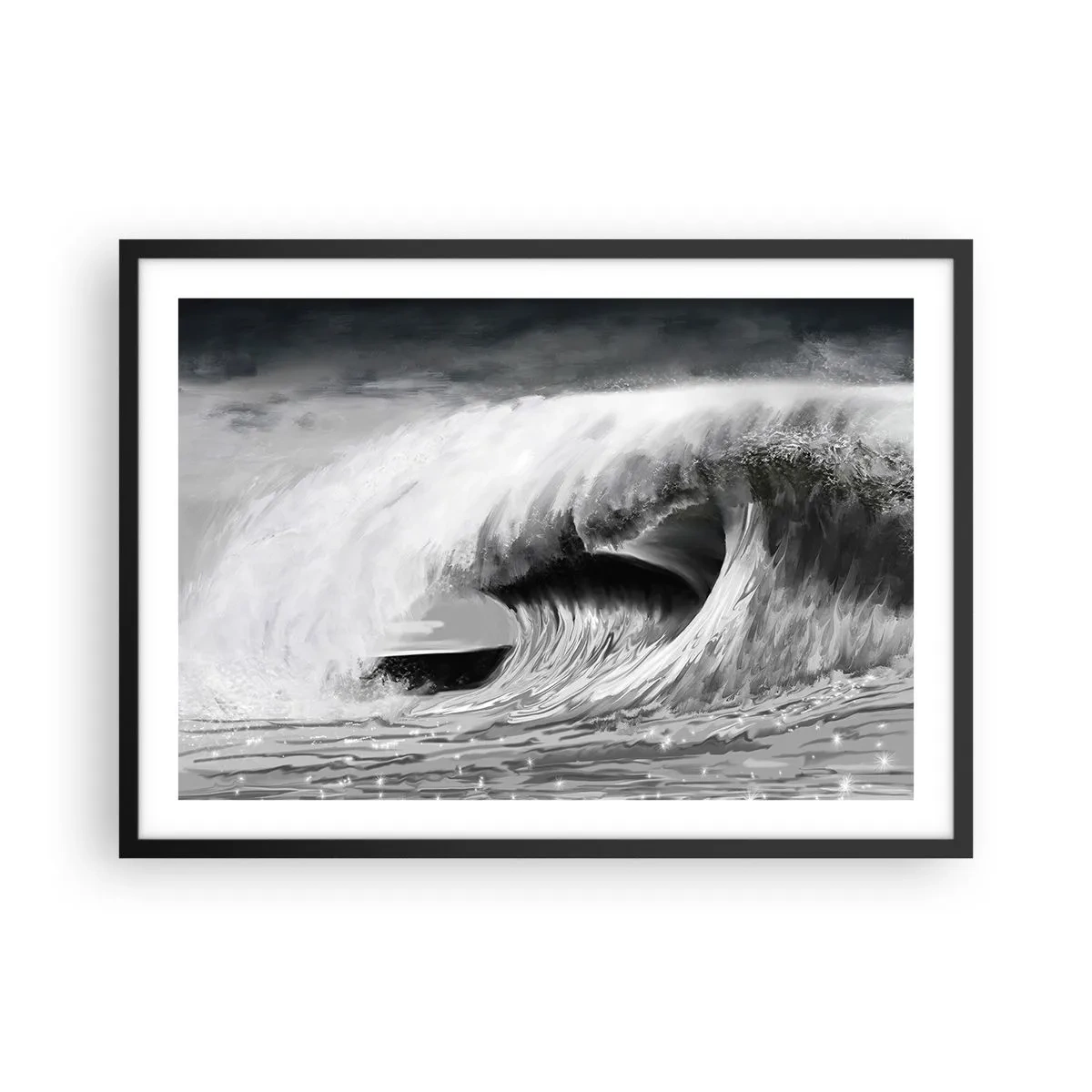 Poster in een zwarte lijst - De woede van de oceaan - 70x50 cm