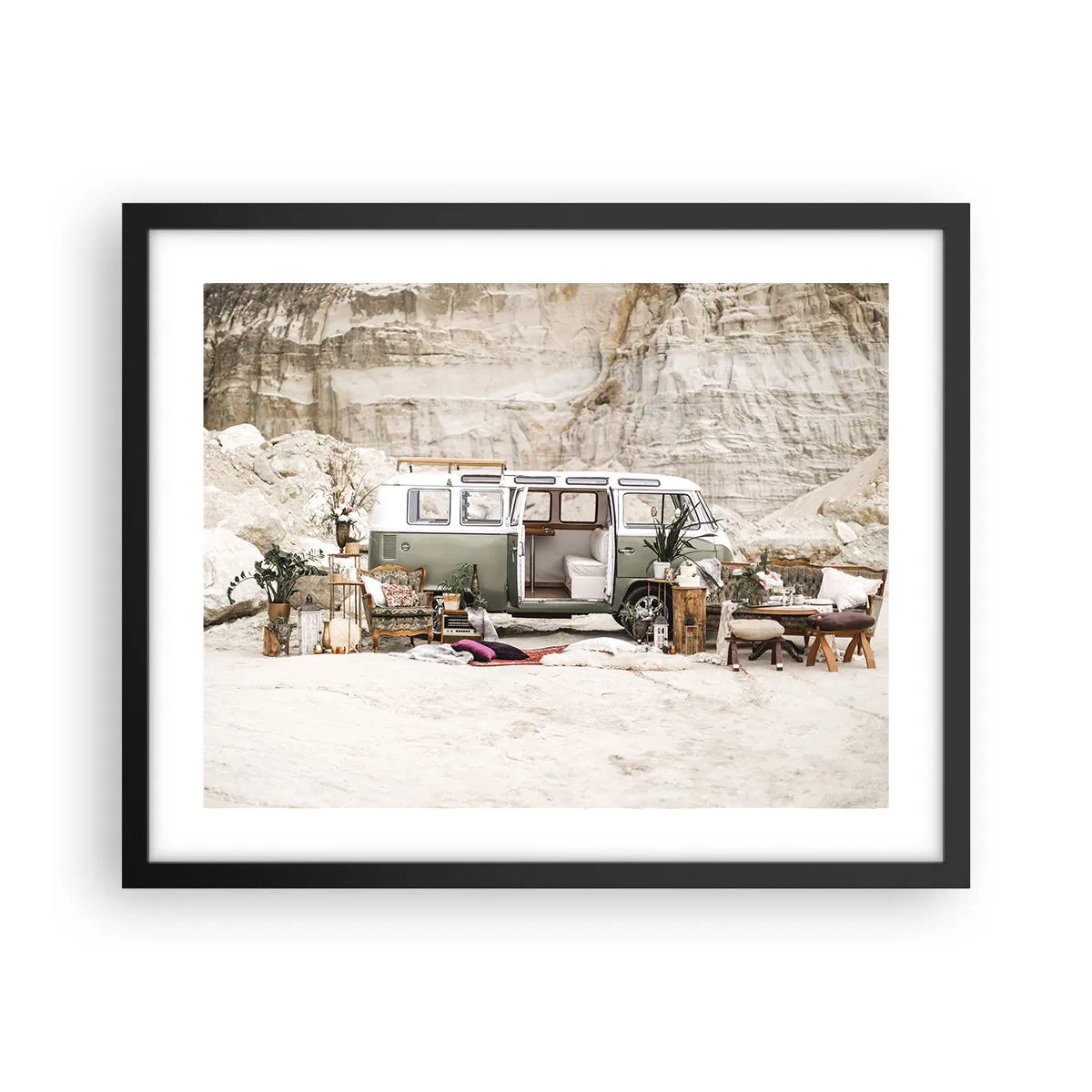 Poster in een zwarte lijst - Er is de tijd om aan de reis te beginnen - 50x40 cm