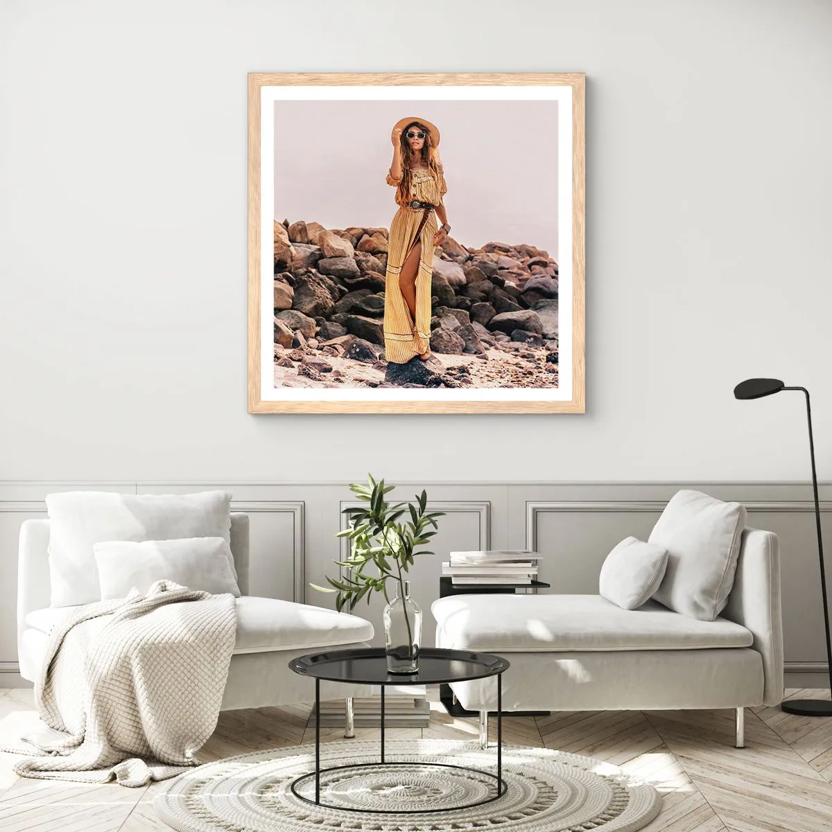 Een poster in een licht eiken lijst - De magie van stenen - 50x50 cm