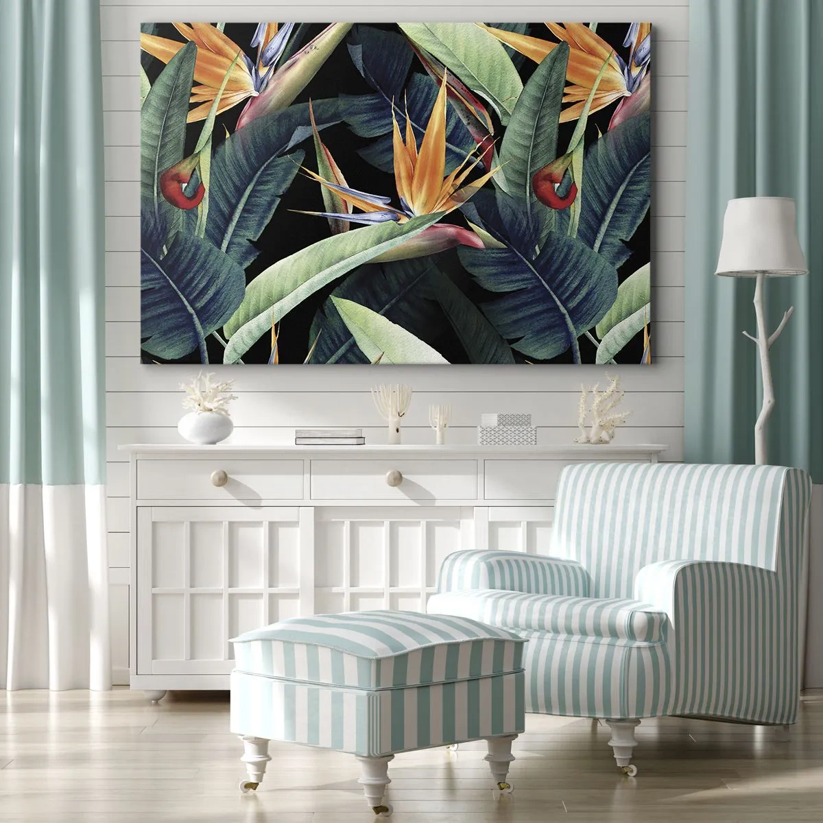 Schilderen op canvas - Vlammende bloemen van de tropen - 70x50 cm
