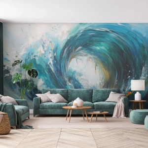 Fotobehang Premium Canvas - Zeeportaal - Oceaan, Golf, Deel - 400x280 cm