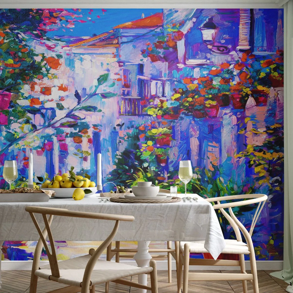 Fotobehang Premium Canvas - Impressie - een Italiaanse straat - Stad, Architectuur, Italië - 250x175 cm
