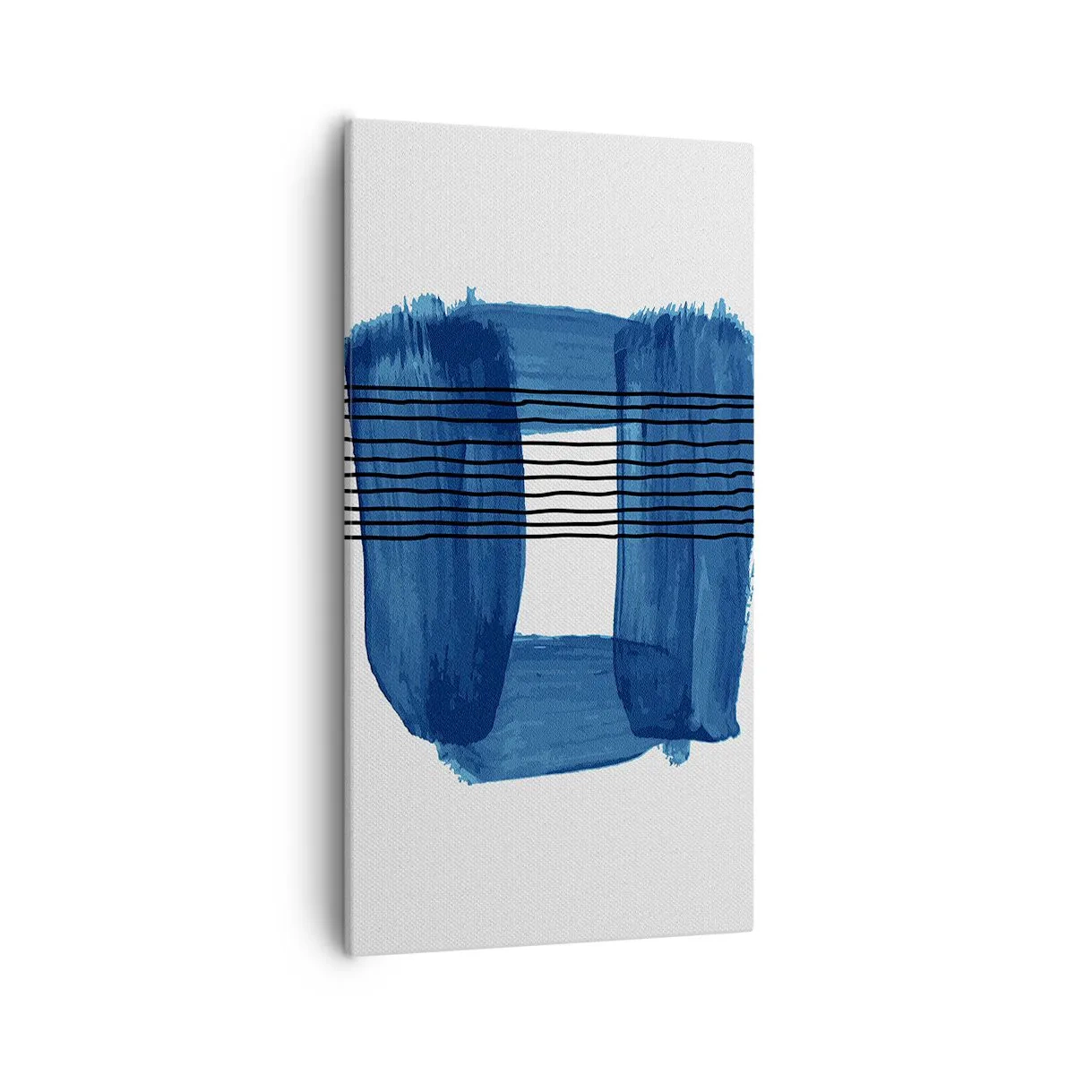 Schilderen op canvas - Blauwe en zwarte compositie - 55x100 cm
