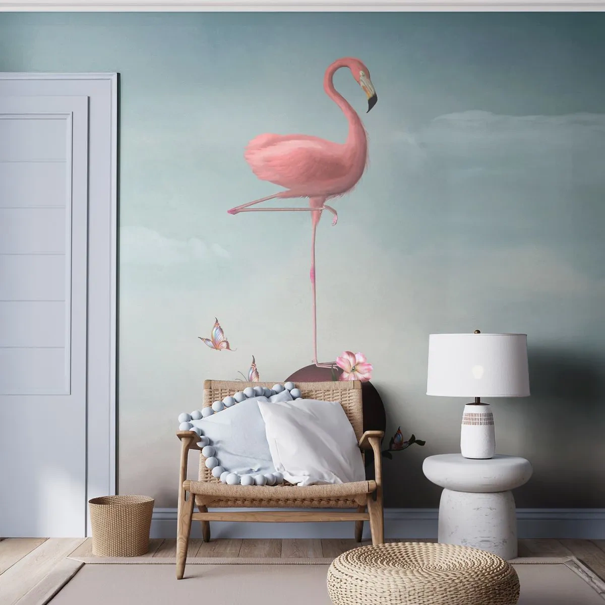 Fotobehang Standard Eco - Basketbal allegorie - Abstractie, Flamingo, Vogel - 350x256 cm