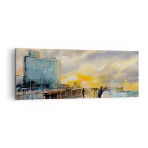 Schilderen op canvas - Het leven aan de oever - 140x50 cm