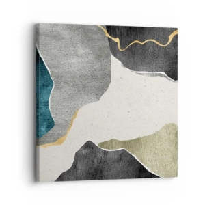 Schilderen op canvas - Mozaïekcompositie met gouddraad - 30x30 cm