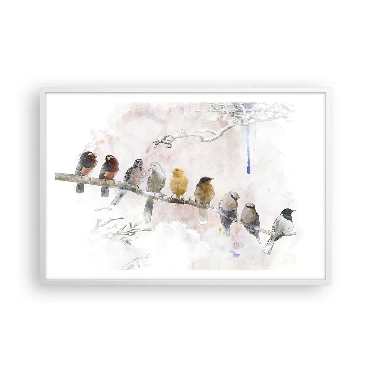 Poster in een witte lijst - Gevleugelde ontmoeting - 91x61 cm