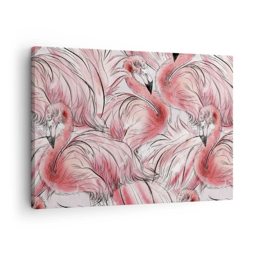Schilderen op canvas - Delicate tekeningen van roze flamingo's - 70x50cm - Vogelcorps de ballet - Moderne wanddecoratie voor woonkamer en slaapkamer ARTTOR