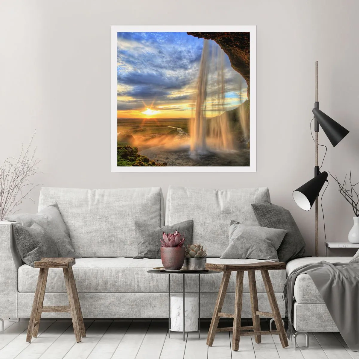 Poster - De wereld achter een sluier van druppels - 30x30 cm