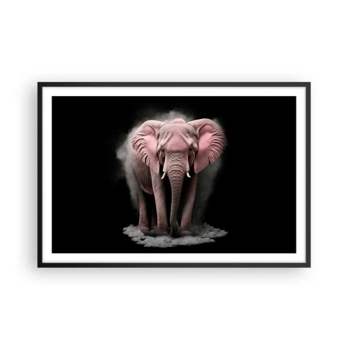 Poster in een zwarte lijst - Denk niet aan een roze olifant! - 91x61 cm