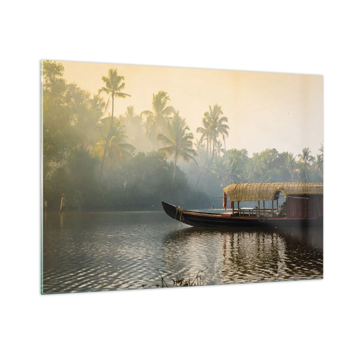 Schilderen op glas - Huis aan de rivier - 100x70 cm