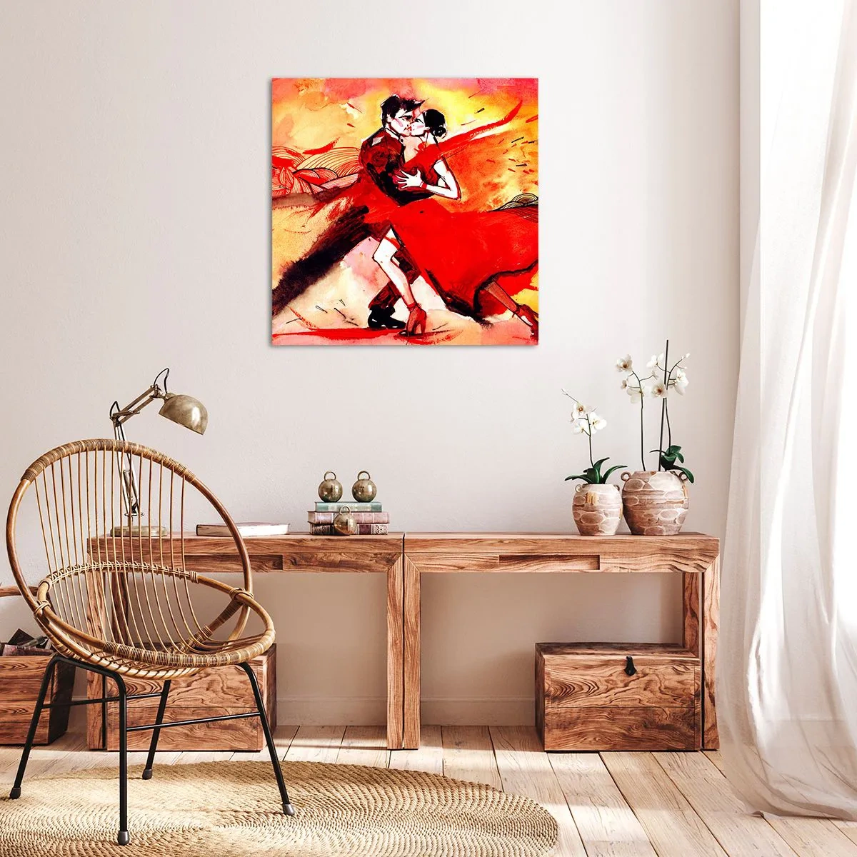 Schilderen op canvas - Het paarse ritme van passie - 40x40 cm
