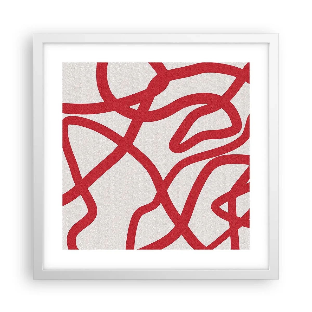 Poster in een witte lijst - Rood op wit - 40x40 cm