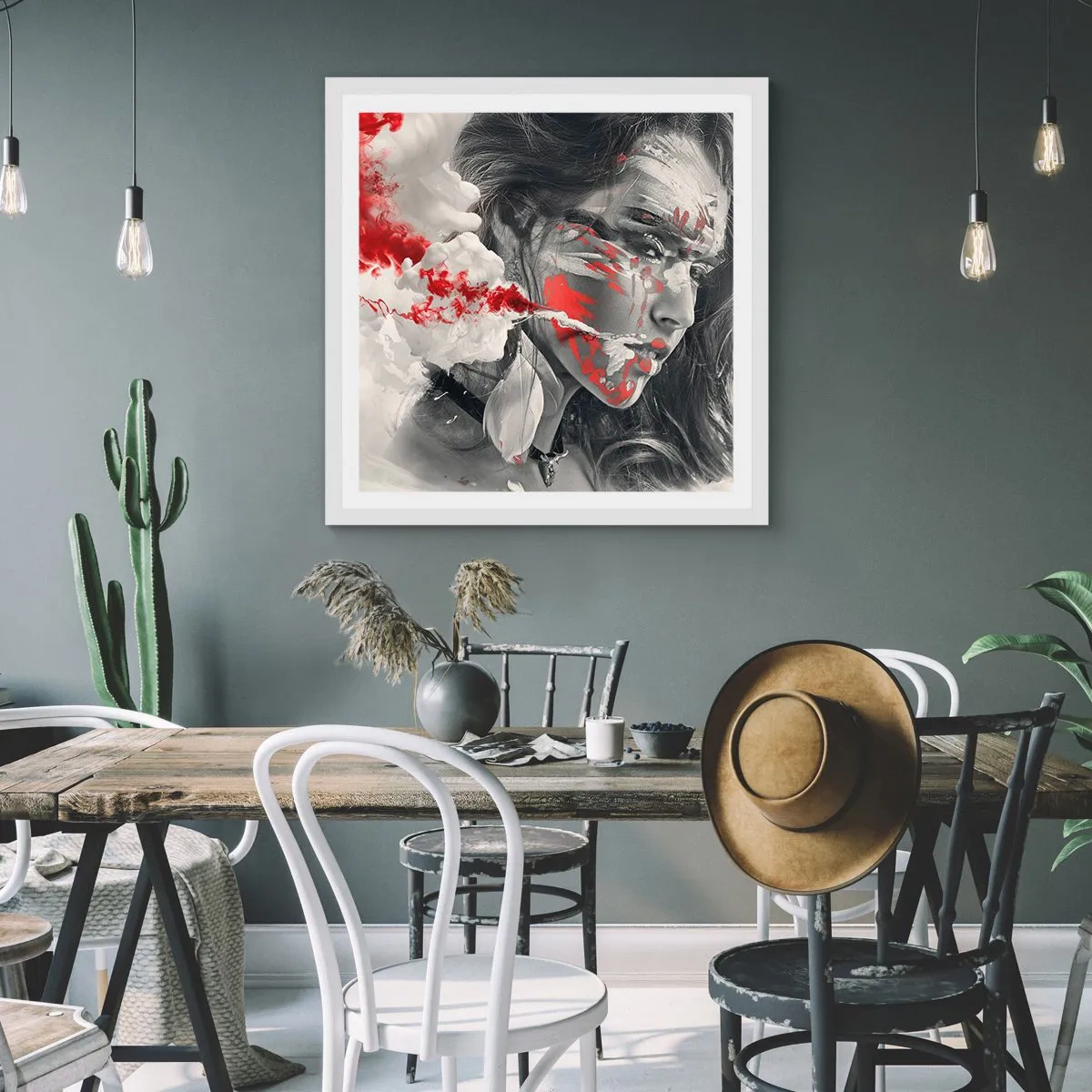 Poster in een witte lijst - In de dampen van absurditeit - 50x50 cm