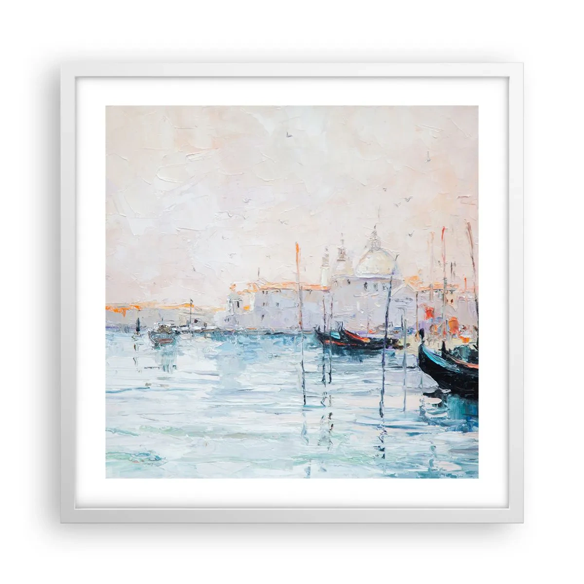 Poster in een witte lijst - Achter het water, achter de mist - 50x50 cm